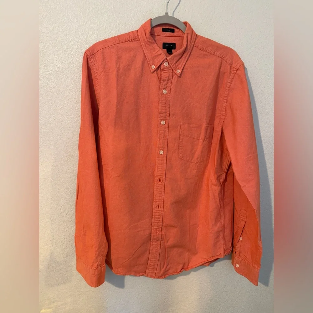 J. Crew Men's Vibrant Orange Casual Shirt